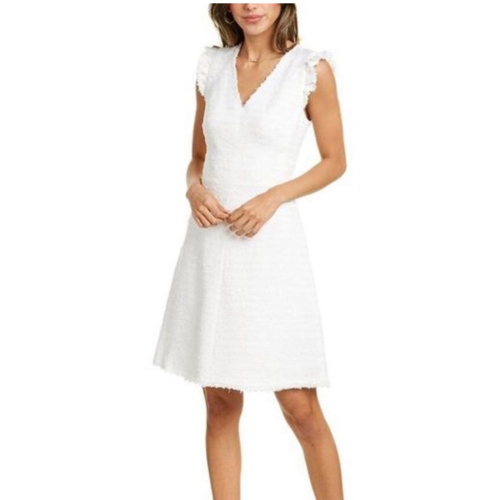 Rebecca Taylor Tweed Dress in Snow